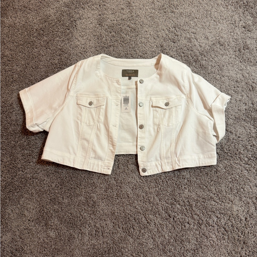 Torrid White Denim Bolero Jacket